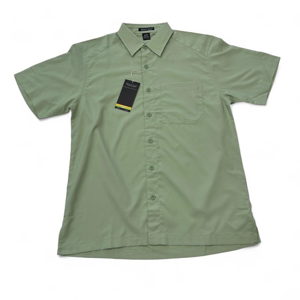 NWT Rivers End Shirt Mens S Button Up Green Wrinkle Resistant Easy Care